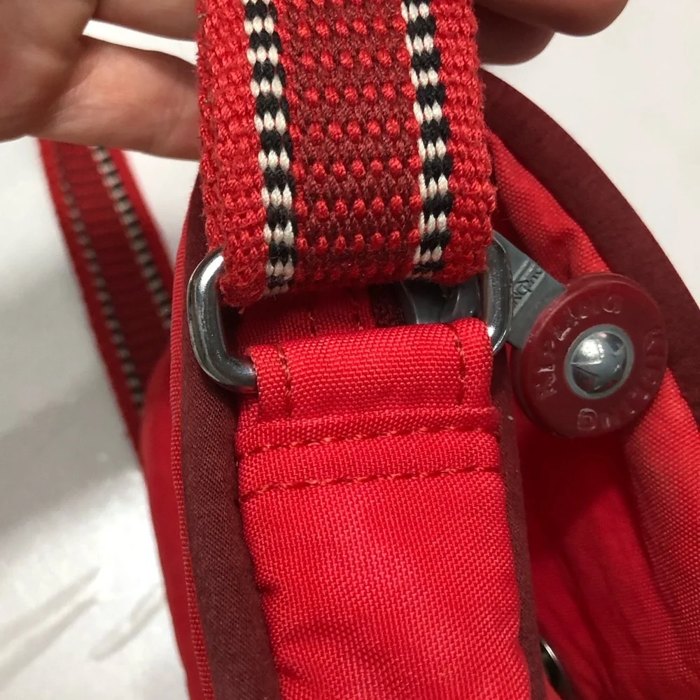 Kipling Small Nylon Red Crossbody Bag With Adjustable Strap Red - Picture 7 of 9